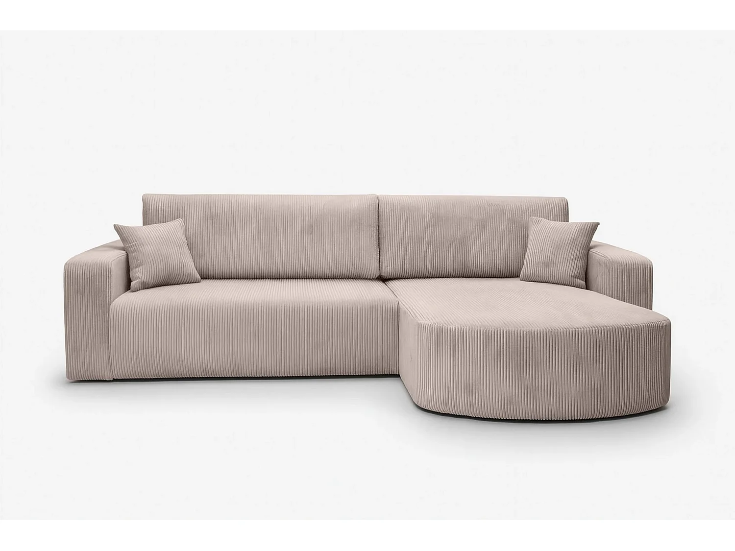 Canapé d’angle XL réversible et convertible BOSS – Velours côtelé beige avec coffre de rangement