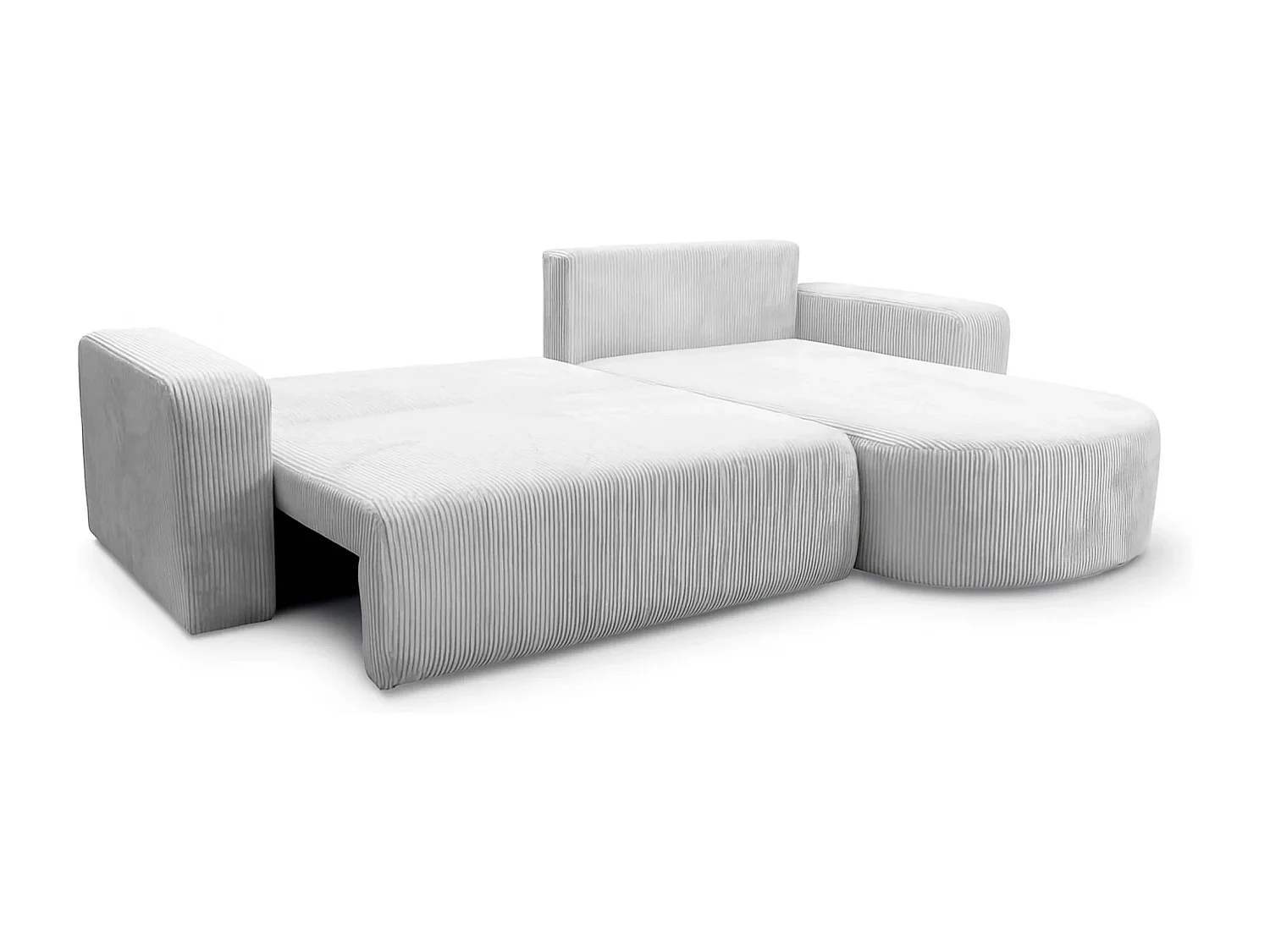 Canapé d’angle XL réversible et convertible BOSS – Velours côtelé bblanc avec coffre de rangement