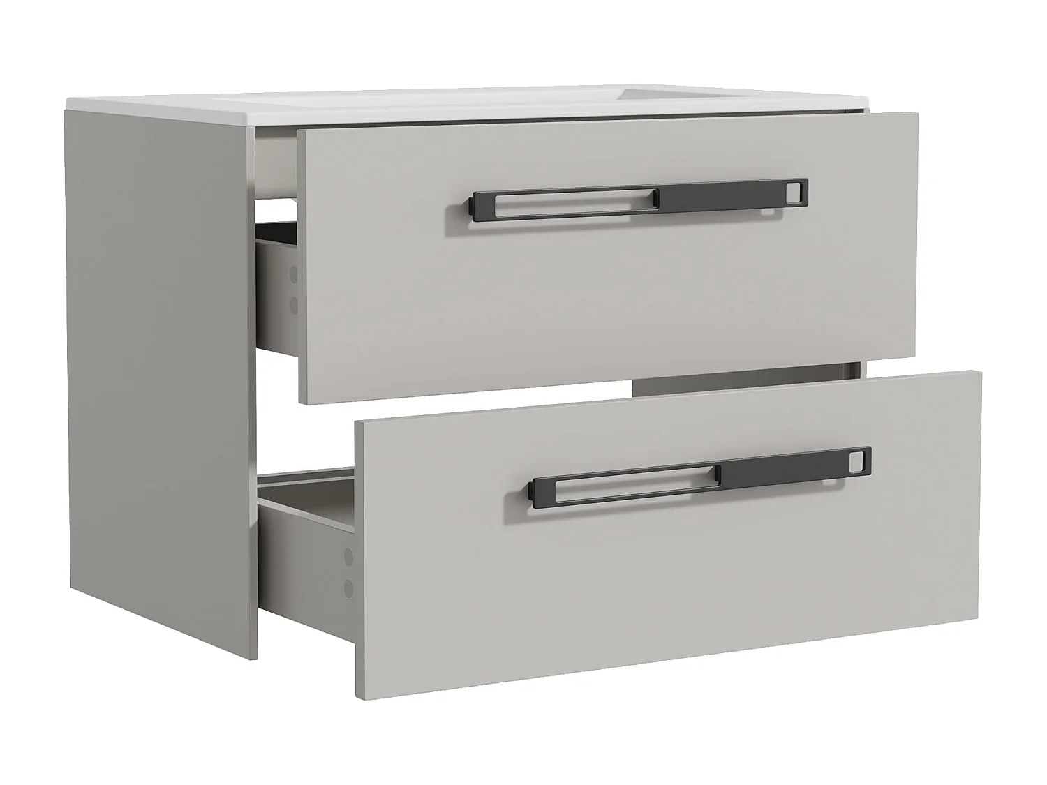 Meuble sous vasque suspendu avec vasque à encastrer - Gris - 80 cm - FELNA