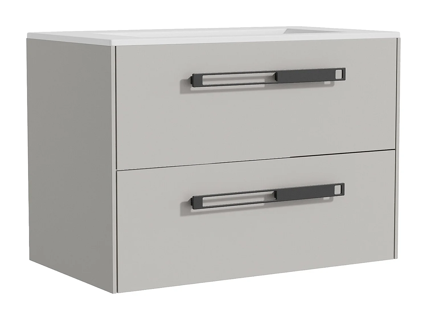 Meuble sous vasque suspendu avec vasque à encastrer - Gris - 80 cm - FELNA