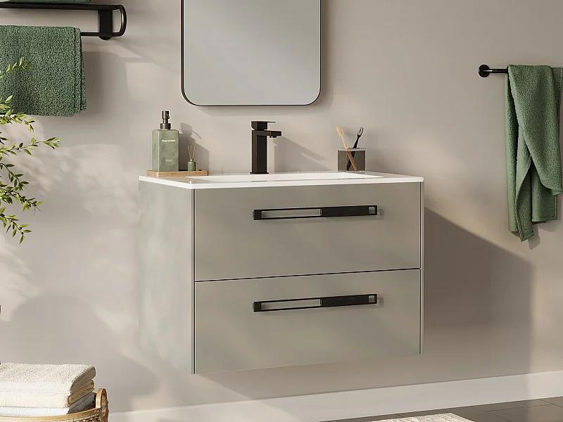 Móvel suspenso para lavatório de embutir - Cinza - 80 cm - FELNA