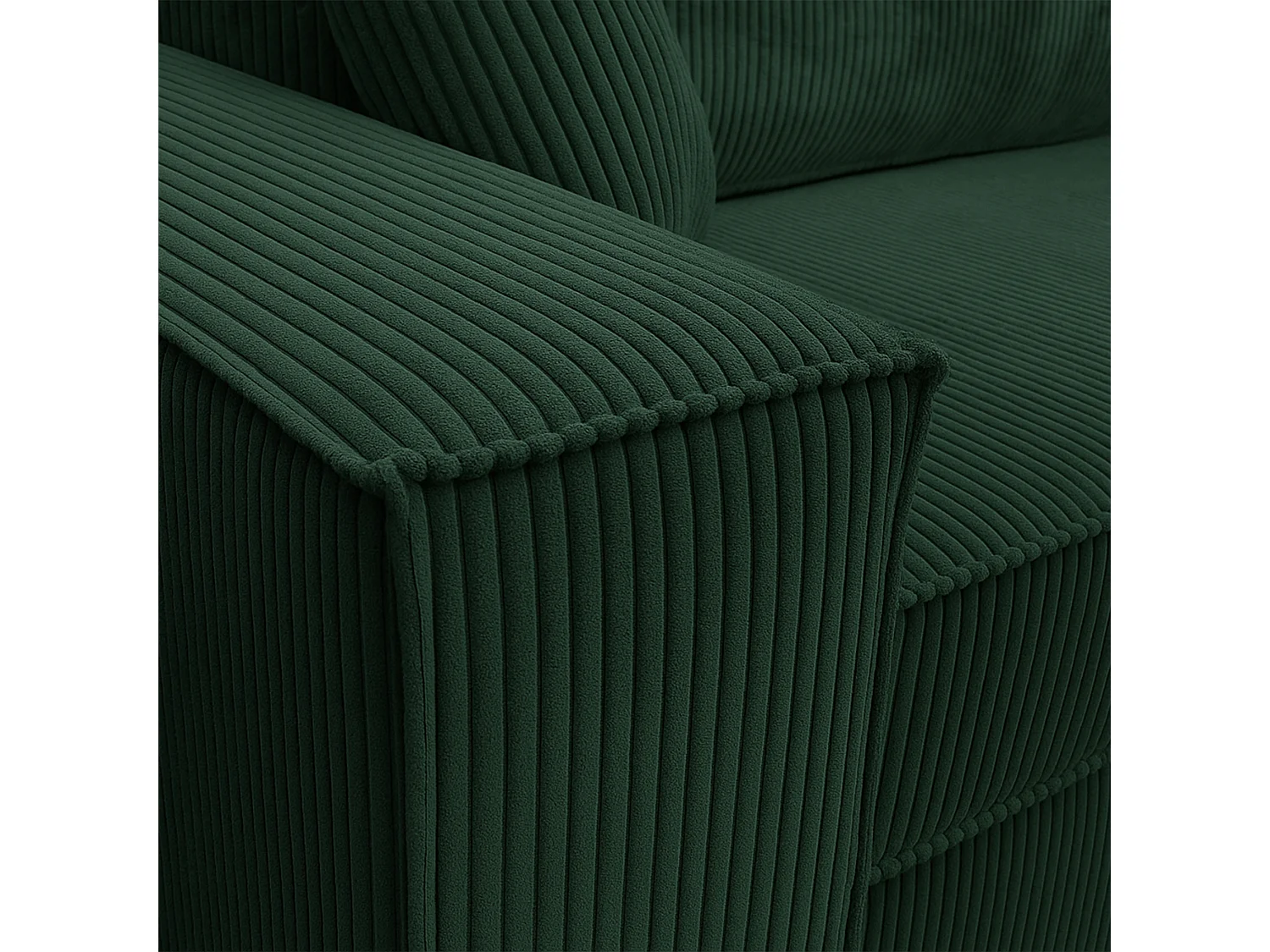 Canapé d’angle convertible réversible, velours côtelé beige, grand coffre de rangement, fonction couchage, montage universel gauche/droite CARLOS L - VINOTTI