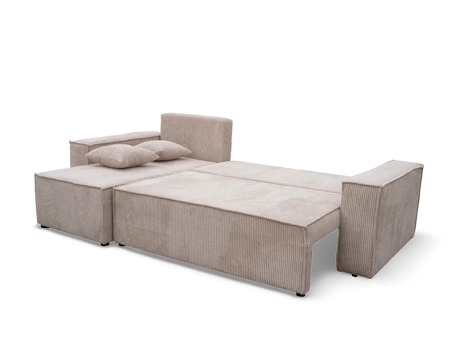 Canapé d'angle convertible 3 places avec coffre en velours beige