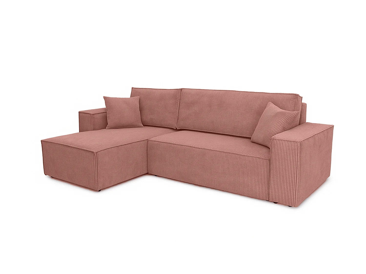 Canapé d'angle convertible 3 places en velours côtelé terracotta CARLOS