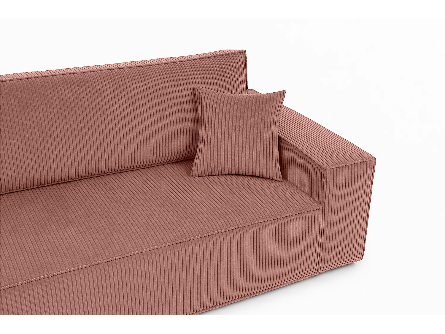 Canapé d'angle convertible 3 places en velours côtelé terracotta CARLOS
