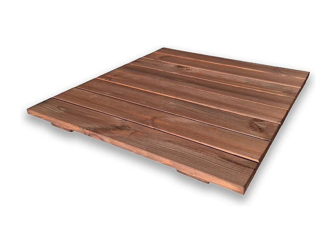 Pedana Doccia Antiscivolo 70x70 cm in Legno di Pino, Marrone Teak