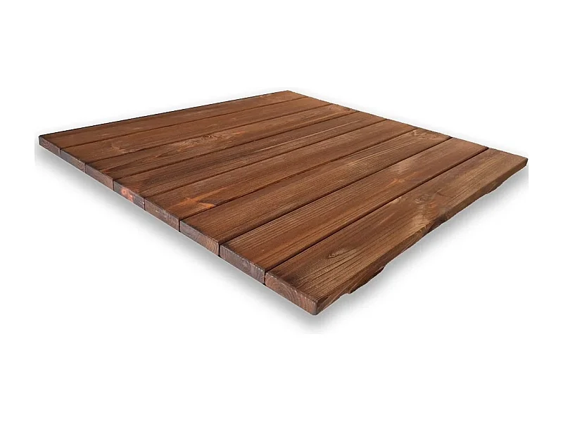 Pedana Doccia Antiscivolo 70x70 cm in Legno di Pino, Marrone Teak