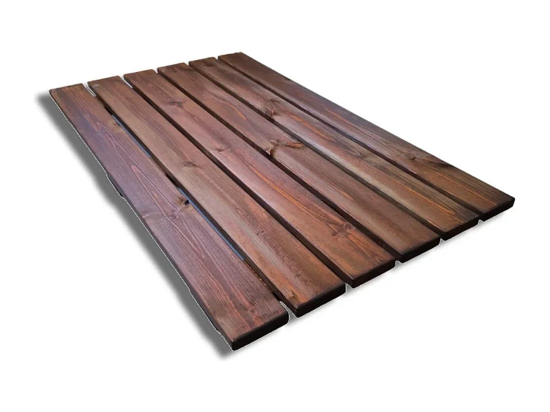 Pedana Doccia Antiscivolo 100x60 cm in Legno di Pino, Marrone Teak
