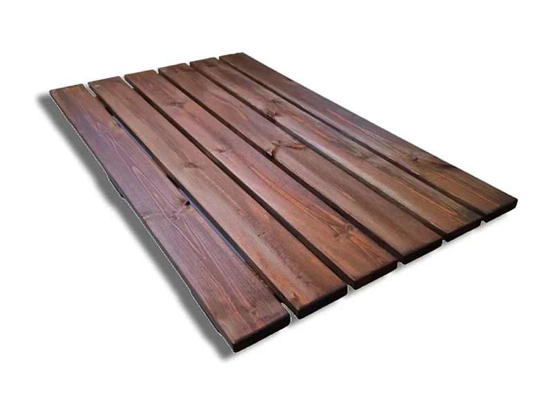 Pedana Doccia Antiscivolo 100x60 cm in Legno di Pino, Marrone Teak