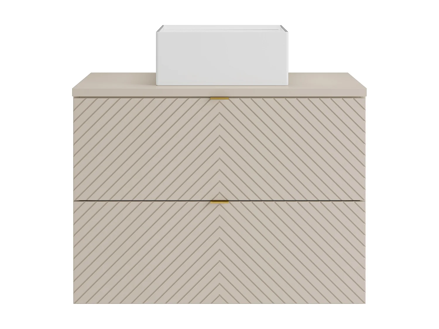 Hängender Badschrank mit Aufsatzwaschbecken quadratisch - Beige - 80 cm - DORIONI
