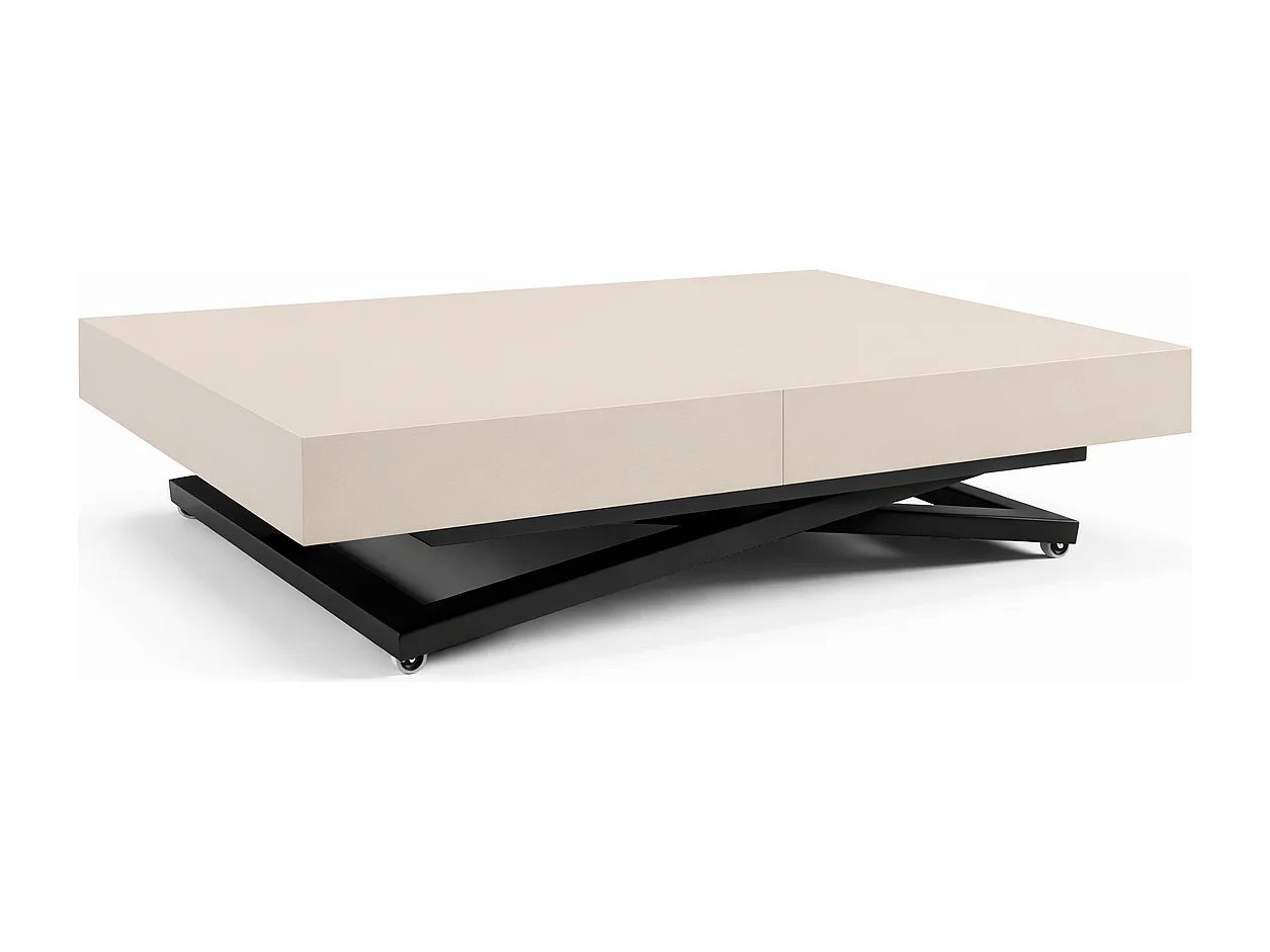 Table extensible 120 cm Ducale U - table de salon 120-200 cm, hauteur réglable, piètement noir - Cachemire