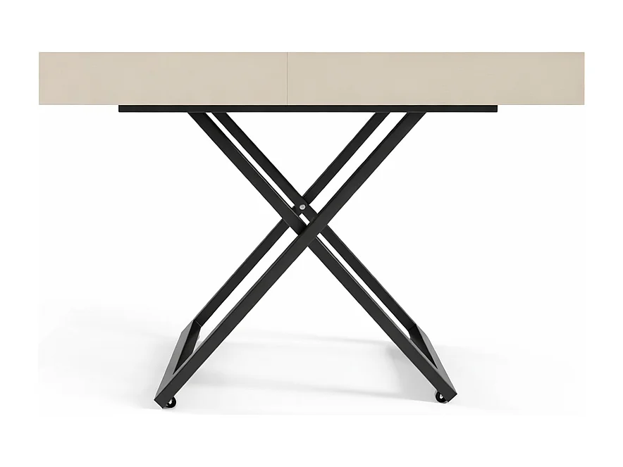 Table extensible 120 cm Ducale U - table de salon 120-200 cm, hauteur réglable, piètement noir - Cachemire