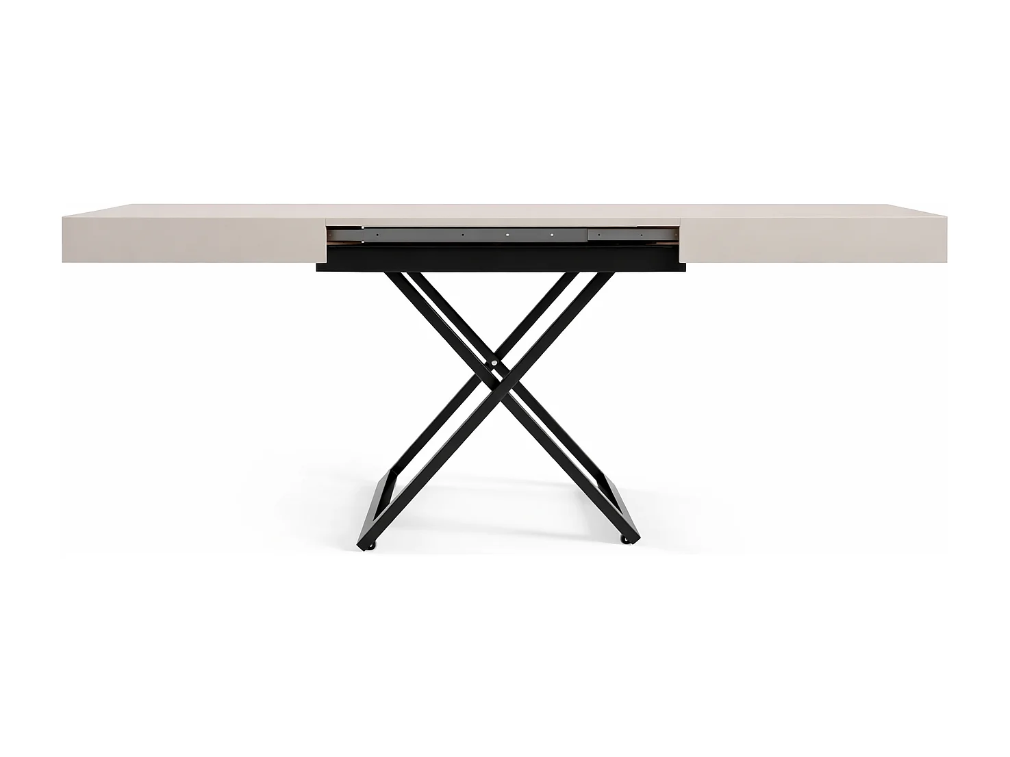 Table extensible 120 cm Ducale U - table de salon 120-200 cm, hauteur réglable, piètement noir - Cachemire