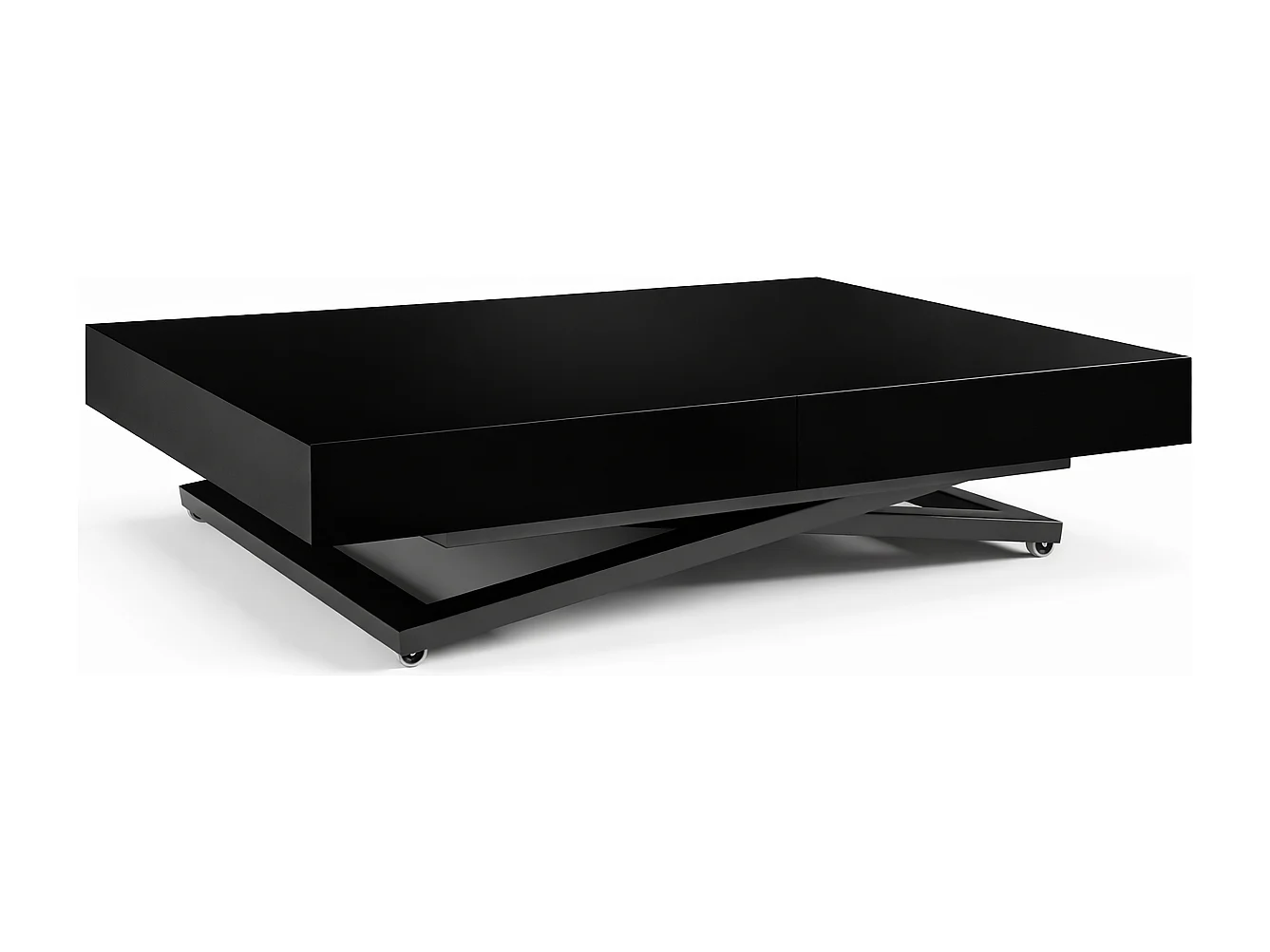 Table extensible 120 cm Ducale U - table de salon 120-200 cm, hauteur réglable, piètement noir - Noir