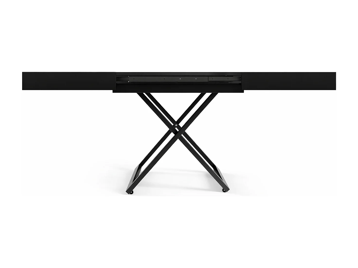 Table extensible 120 cm Ducale U - table de salon 120-200 cm, hauteur réglable, piètement noir - Noir