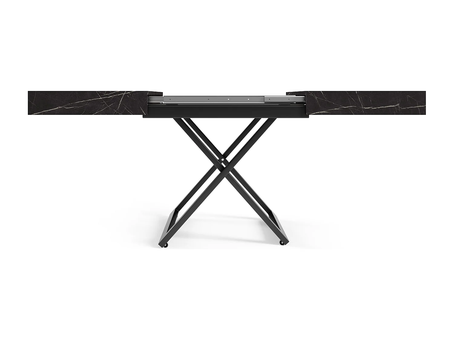 Table extensible 120 cm Ducale U - table de salon 120-200 cm, hauteur réglable, piètement noir - Black Pietra Grigia