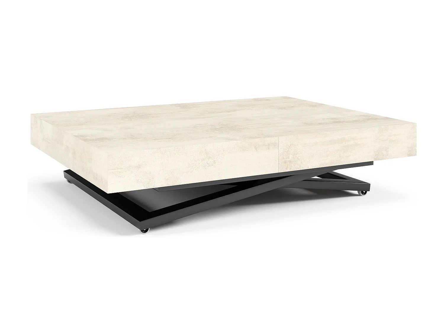 Table extensible 120 cm Ducale U - table de salon 120-200 cm, hauteur réglable, piètement noir - White Chromix