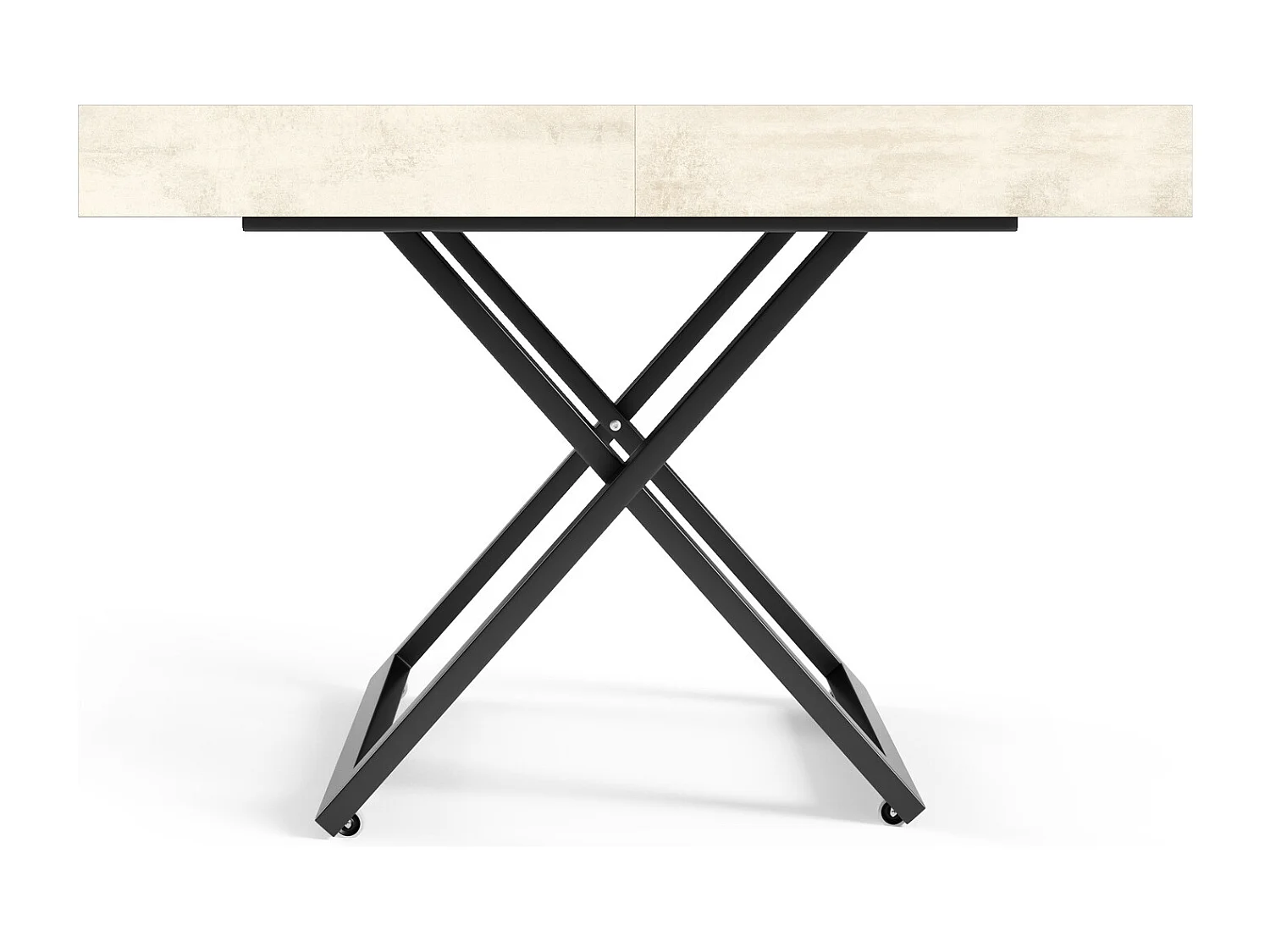 Table extensible 120 cm Ducale U - table de salon 120-200 cm, hauteur réglable, piètement noir - White Chromix