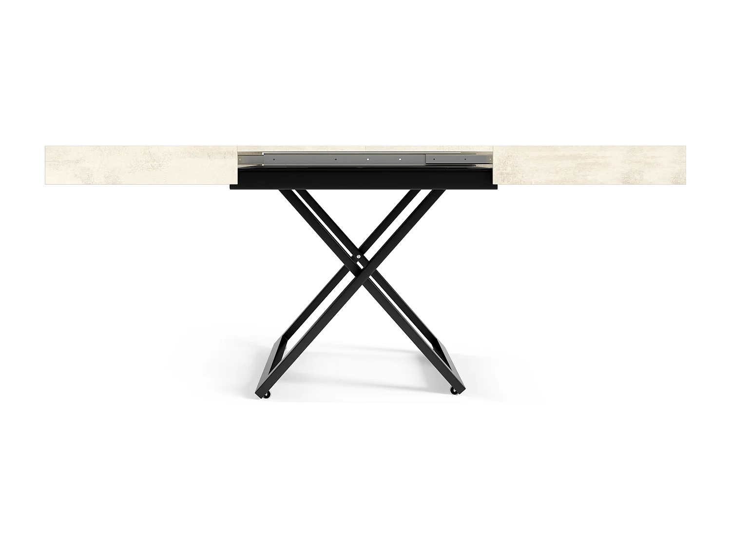 Table extensible 120 cm Ducale U - table de salon 120-200 cm, hauteur réglable, piètement noir - White Chromix