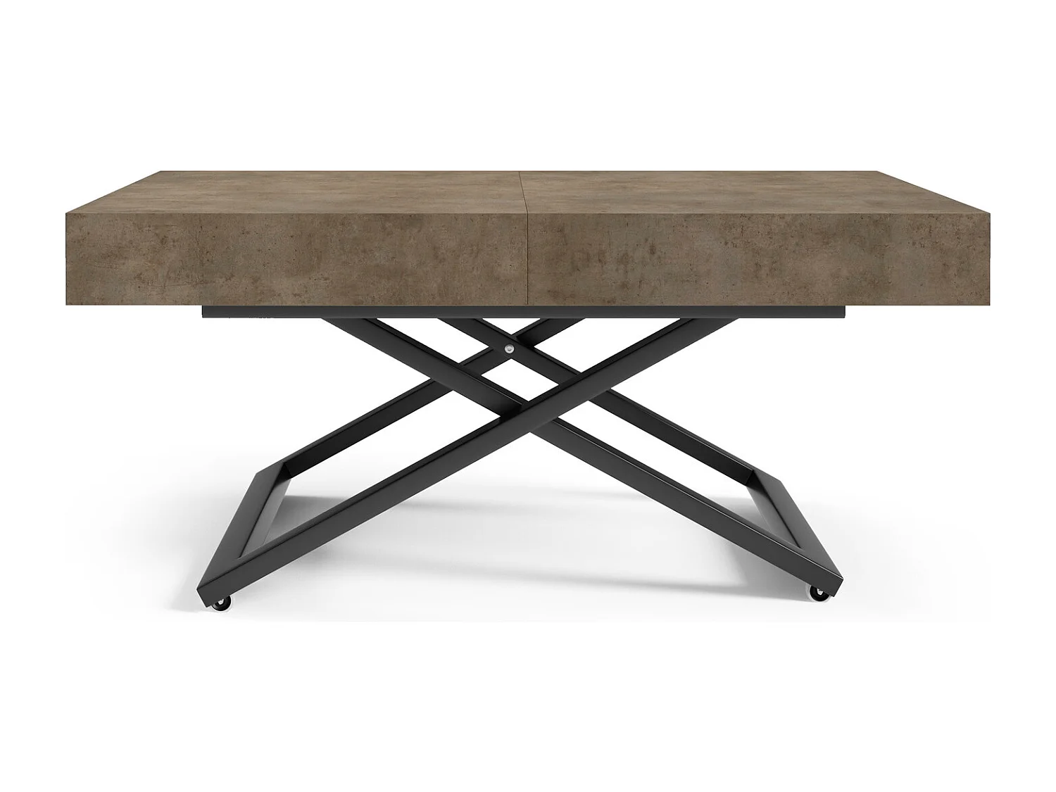 Table extensible 120 cm Ducale U - table de salon 120-200 cm, hauteur réglable, piètement noir - Dark Grey Chicago