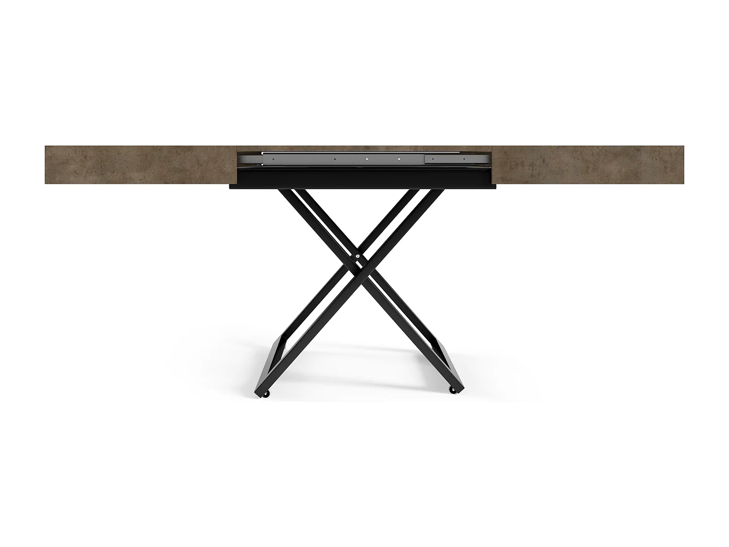 Table extensible 120 cm Ducale U - table de salon 120-200 cm, hauteur réglable, piètement noir - Dark Grey Chicago
