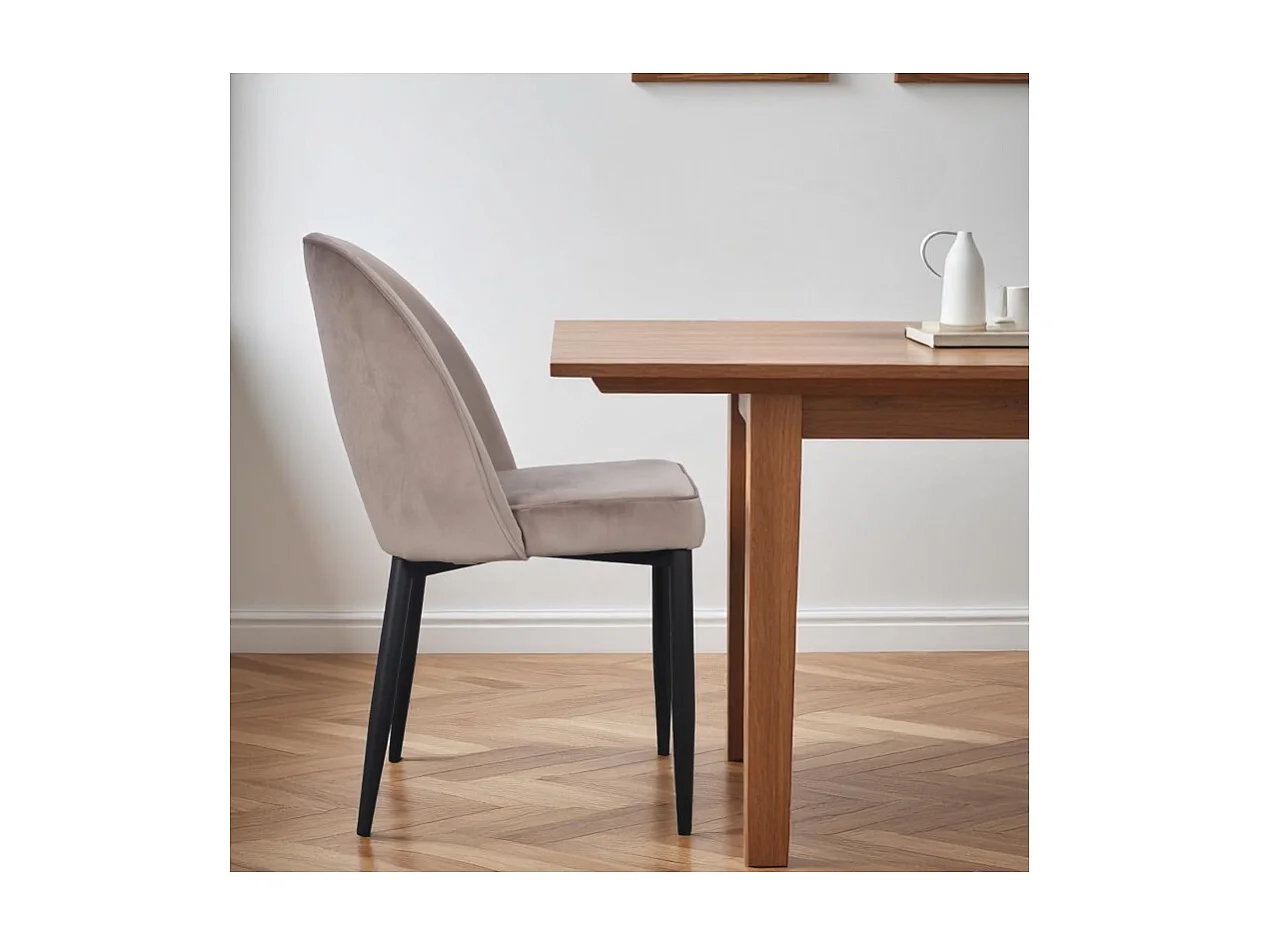 4er-Set Veloursstühle Beige 60er-Stil – Modell Molly