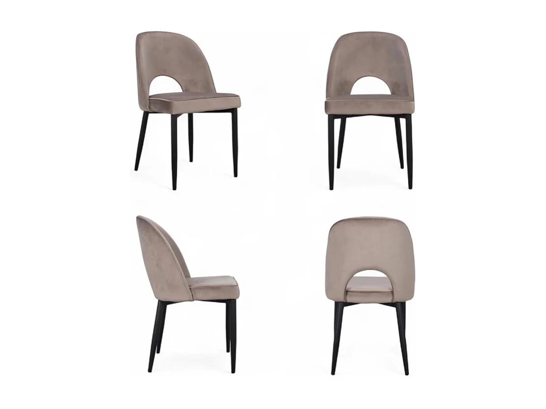 4er-Set Veloursstühle Beige 60er-Stil – Modell Molly