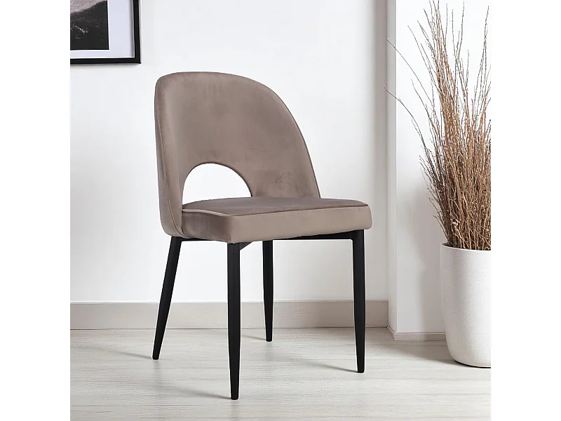 4er-Set Veloursstühle Beige 60er-Stil – Modell Molly