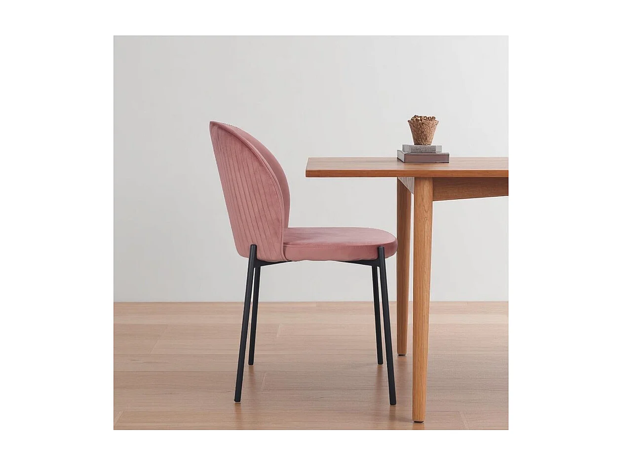 4er-Set Veloursstühle Rosa mit schwarzen Metallbeinen – Kollektion Newcastle