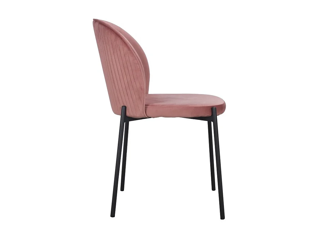 4er-Set Veloursstühle Rosa mit schwarzen Metallbeinen – Kollektion Newcastle