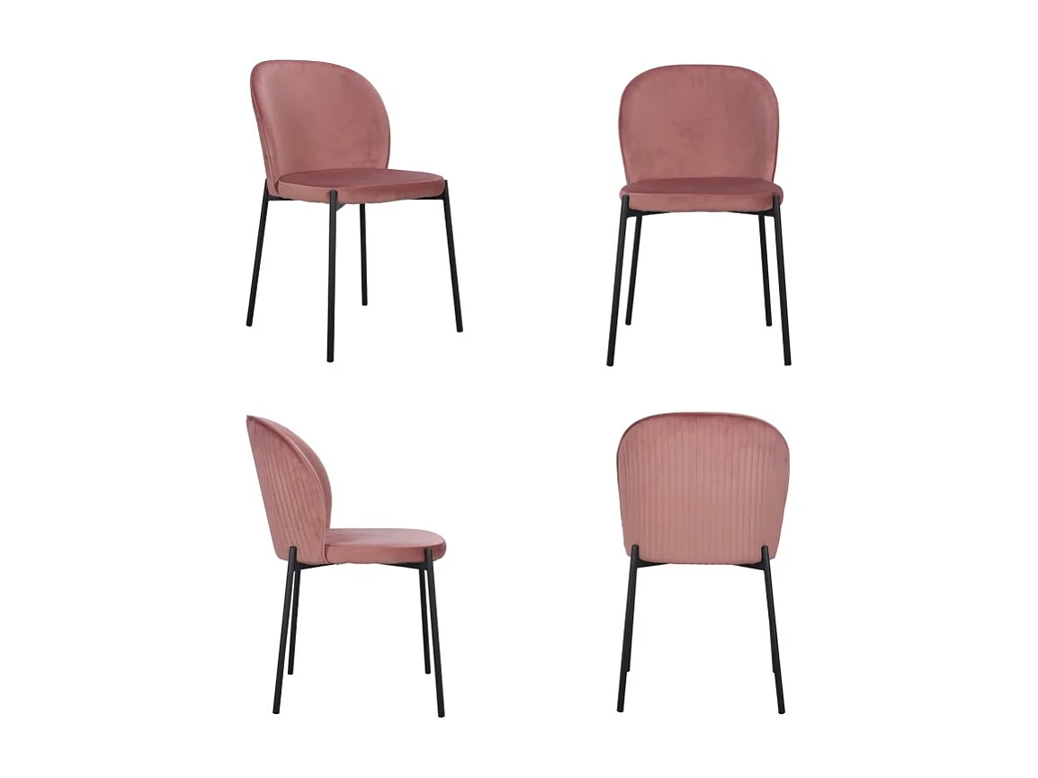 4er-Set Veloursstühle Rosa mit schwarzen Metallbeinen – Kollektion Newcastle