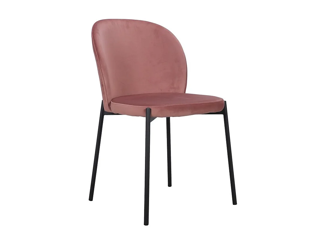 4er-Set Veloursstühle Rosa mit schwarzen Metallbeinen – Kollektion Newcastle