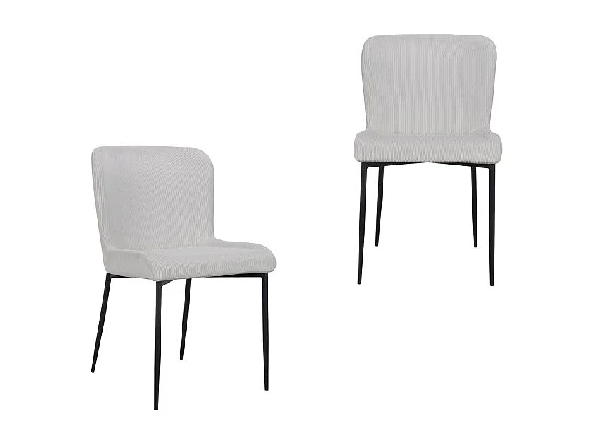 2er-Set Cord-Veloursstühle Beige/Elfenbein – Kollektion Georgia