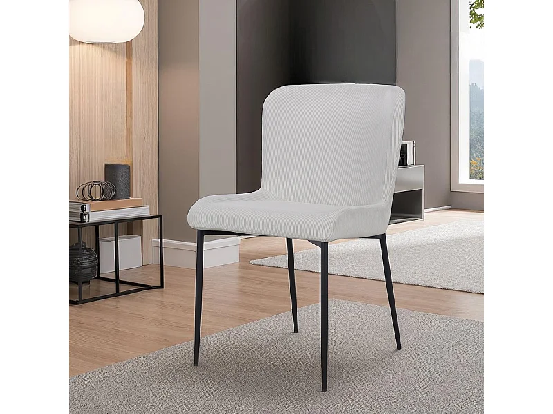 2er-Set Cord-Veloursstühle Beige/Elfenbein – Kollektion Georgia