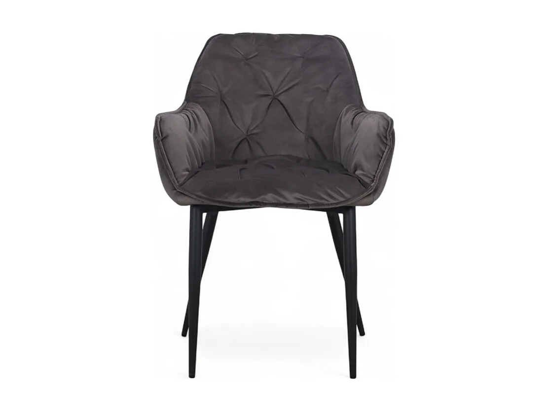 2er-Set gepolsterter Veloursstühle Grau mit Armlehnen – Modell Mildred