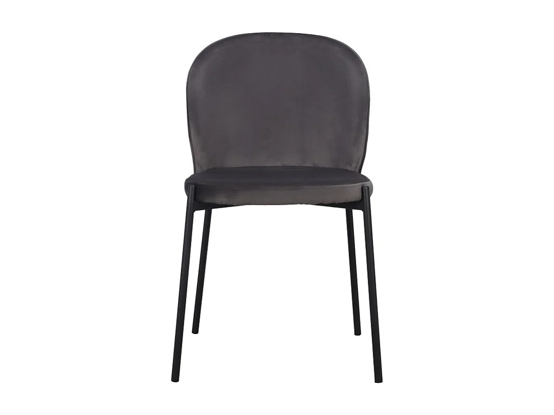 4er-Set Veloursstühle Grau mit schwarzen Metallbeinen – Kollektion Newcastle