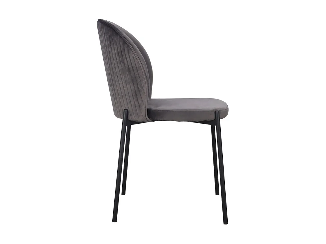 4er-Set Veloursstühle Grau mit schwarzen Metallbeinen – Kollektion Newcastle