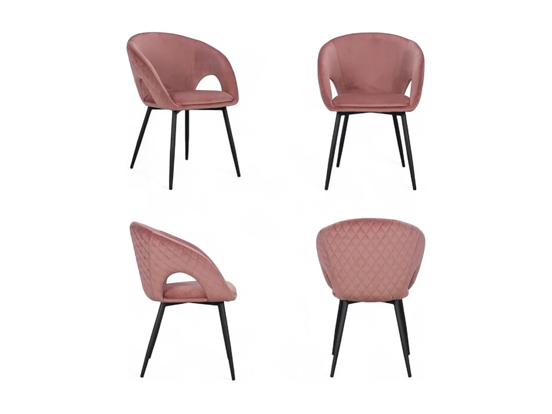 4er-Set Veloursstuhl Rosa Sessel-Look – Kollektion Suzy