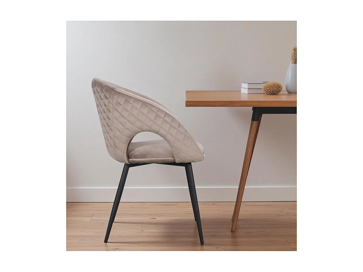 4er-Set runde Veloursstühle Beige – Kollektion Suzy