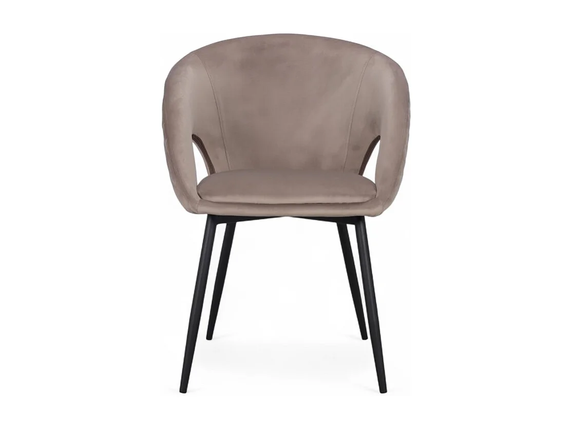 4er-Set runde Veloursstühle Beige – Kollektion Suzy