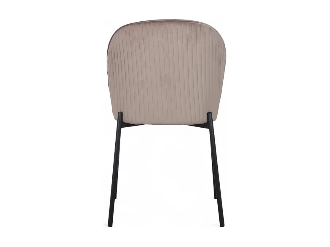 4er-Set Veloursstühle Beige mit schwarzen Metallbeinen – Kollektion Newcastle