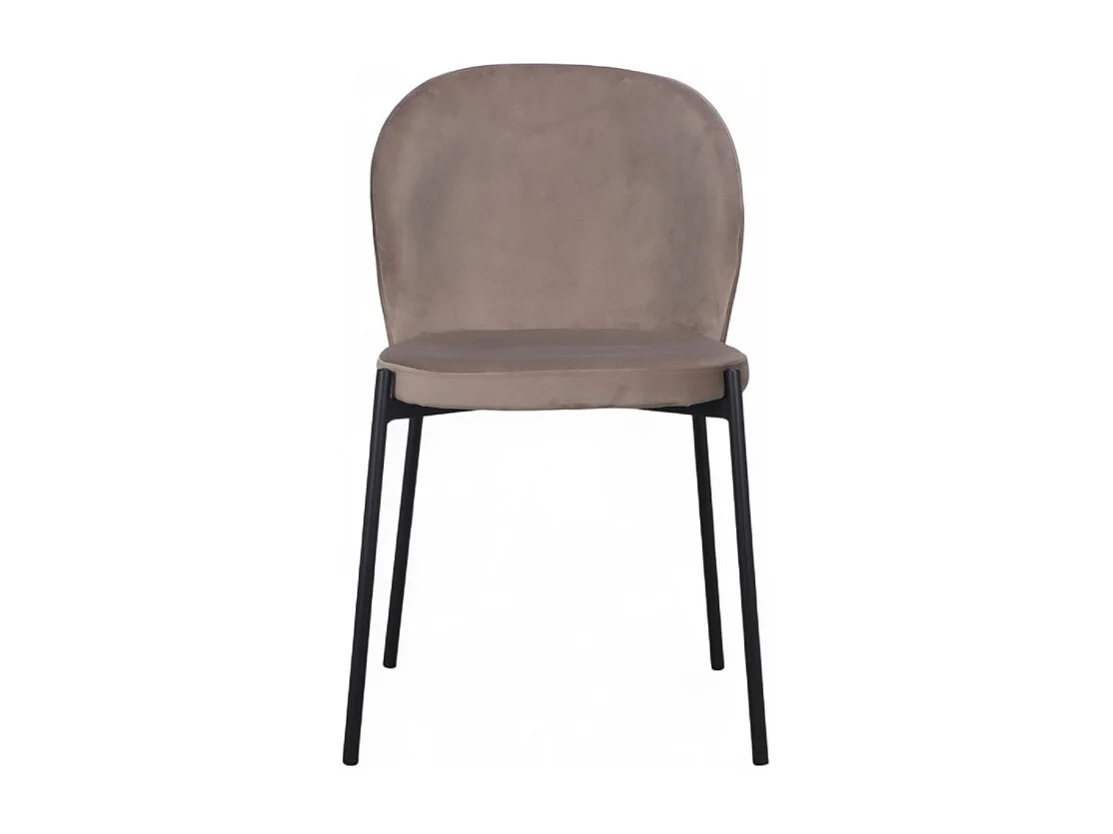 4er-Set Veloursstühle Beige mit schwarzen Metallbeinen – Kollektion Newcastle