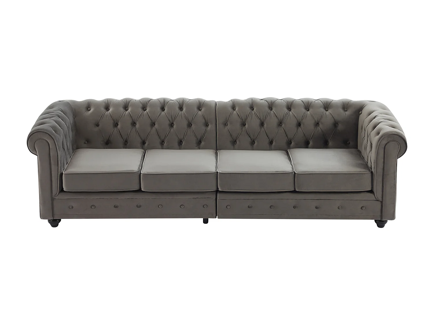 Canapé 4 places en velours gris anthracite CHESTERFIELD