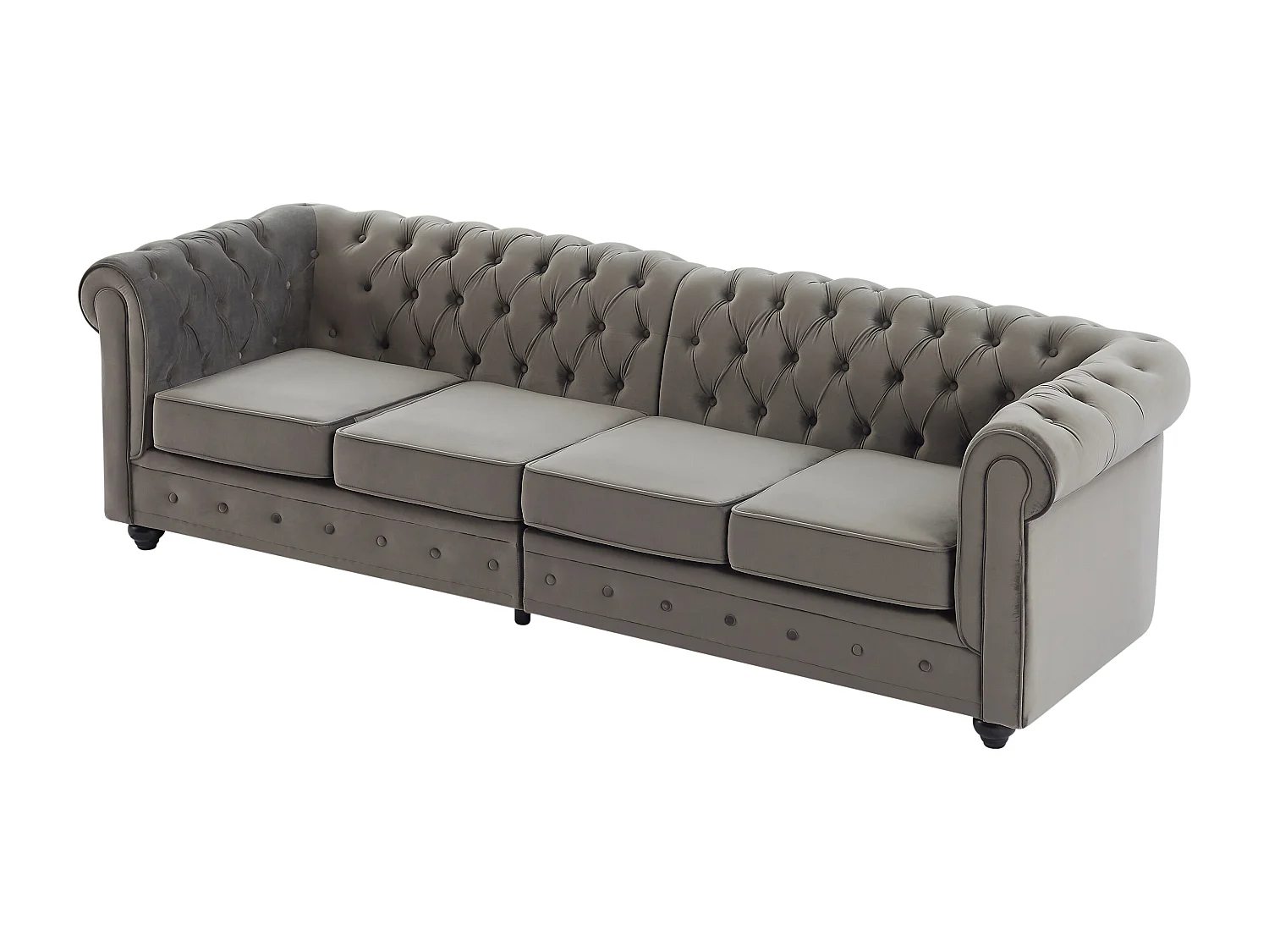 Canapé 4 places en velours gris anthracite CHESTERFIELD