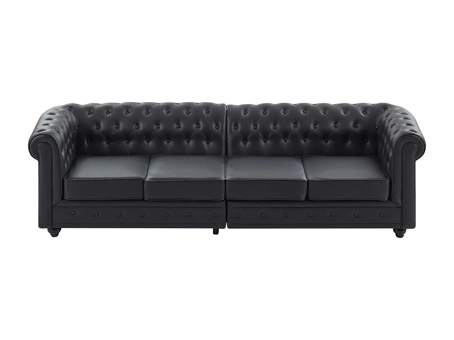 Canapé 4 places en simili noir CHESTERFIELD
