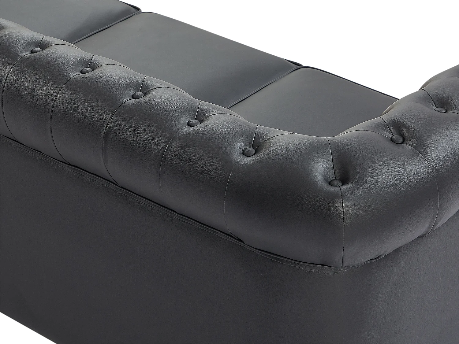 Canapé 4 places en simili noir CHESTERFIELD