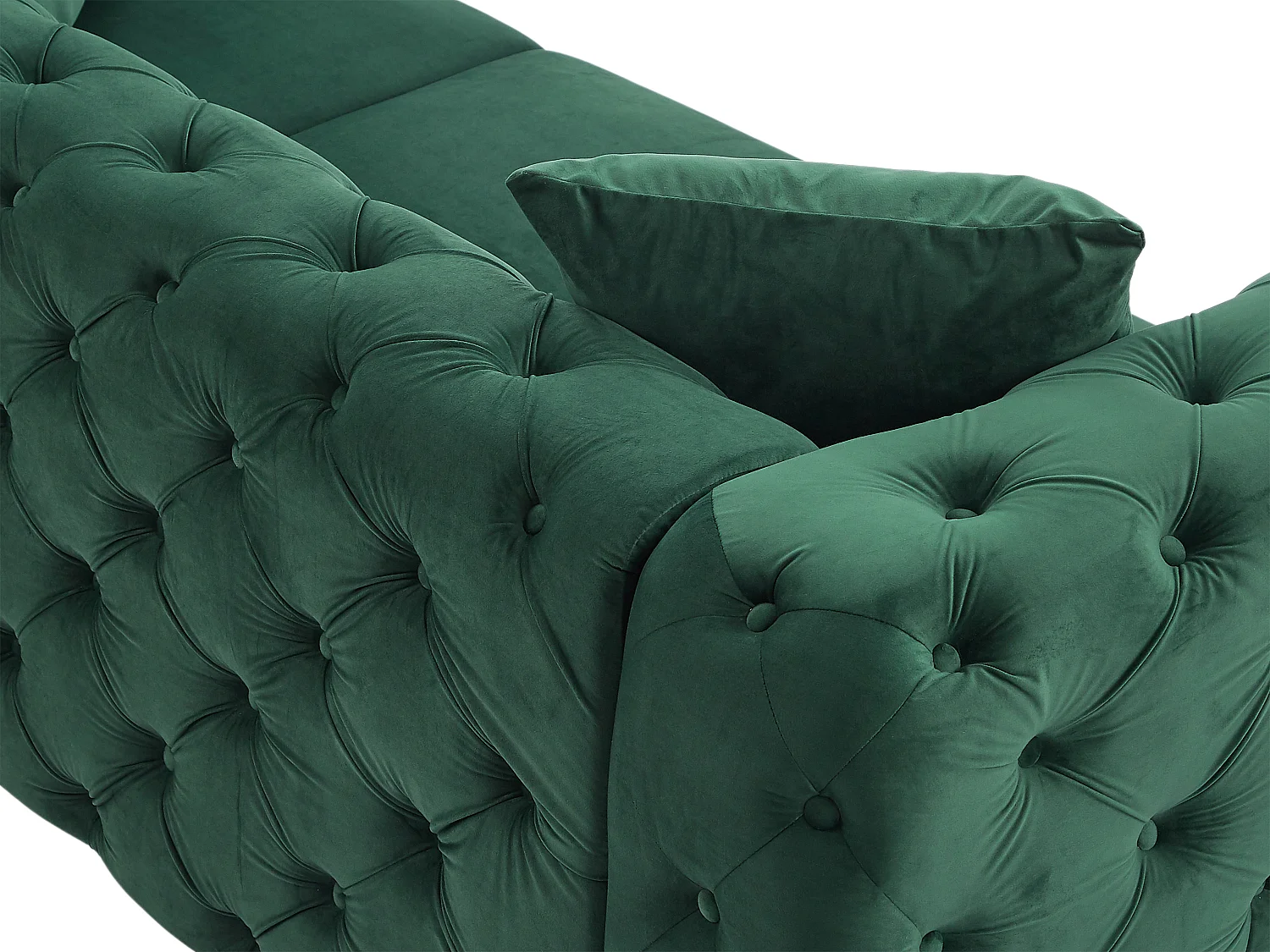 Canapé 2 places chesterfield en velours vert EDWINA