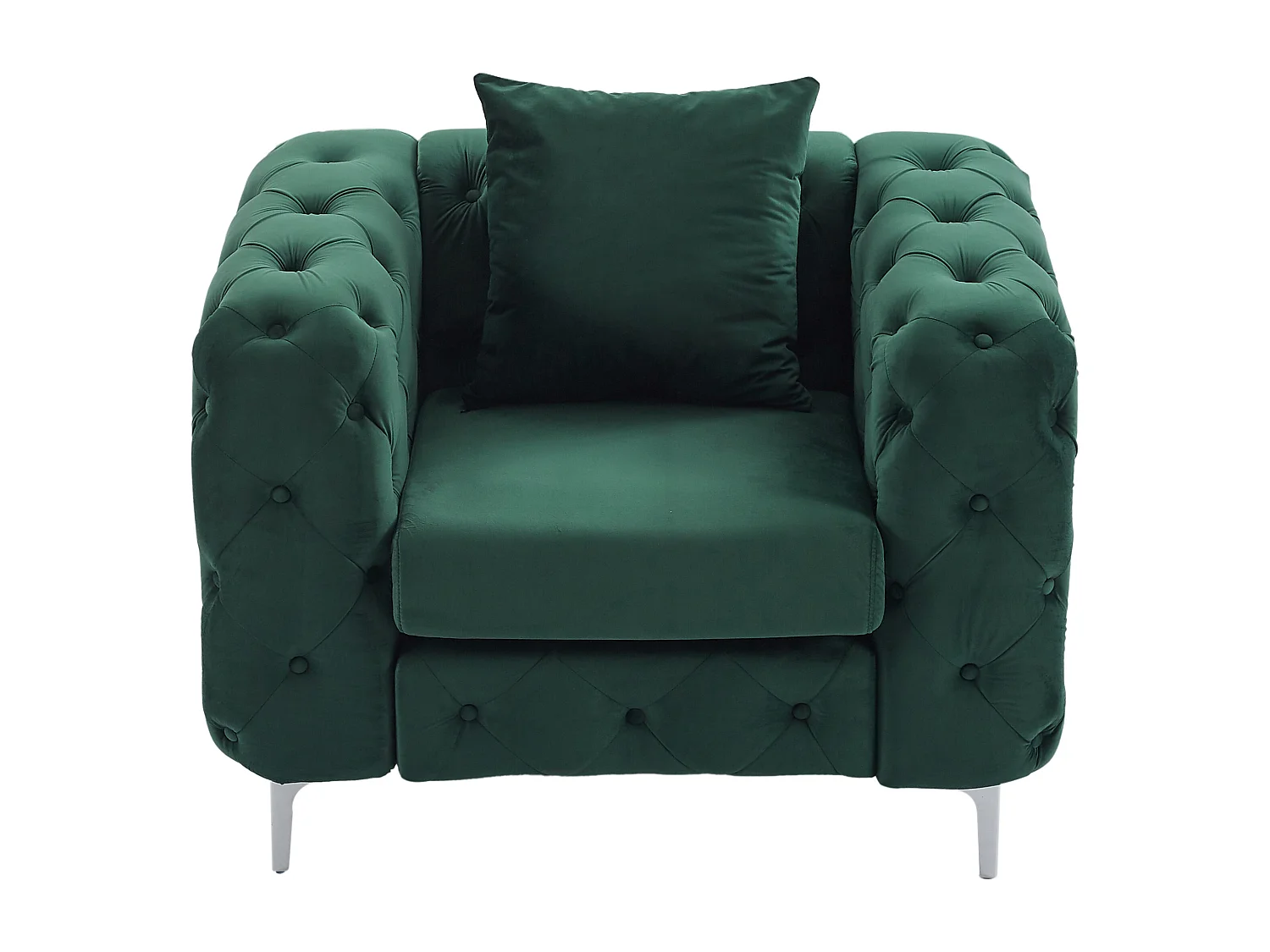 Fauteuil chesterfield en velours vert EDWINA