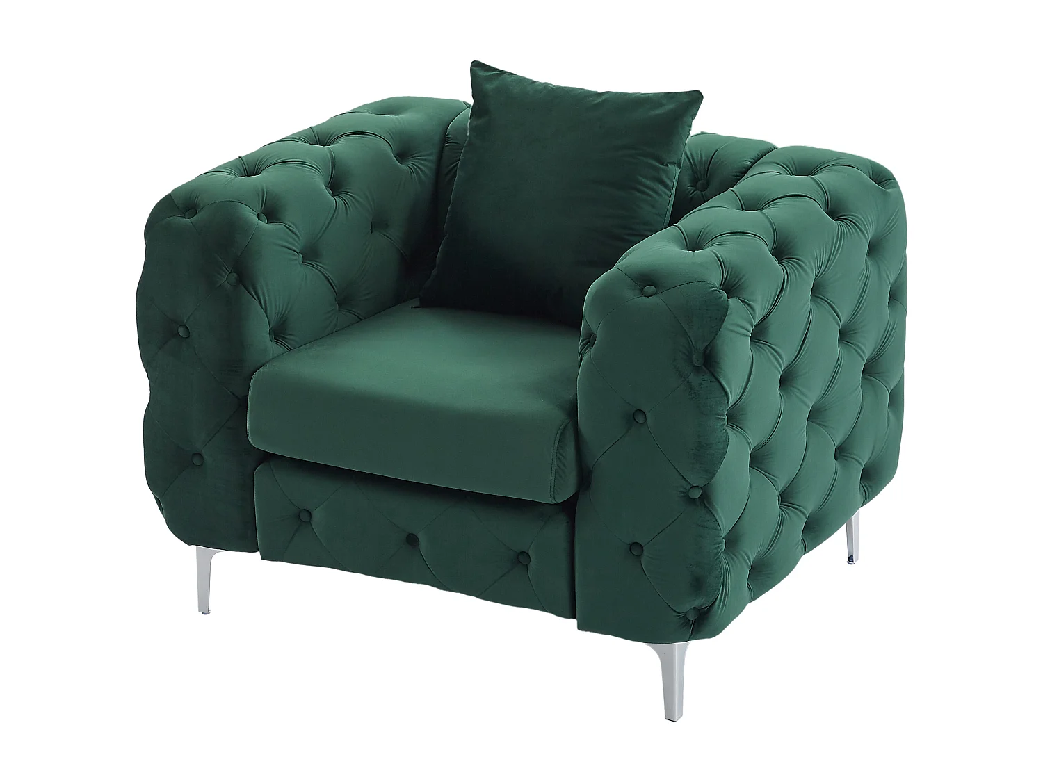 Fauteuil chesterfield en velours vert EDWINA