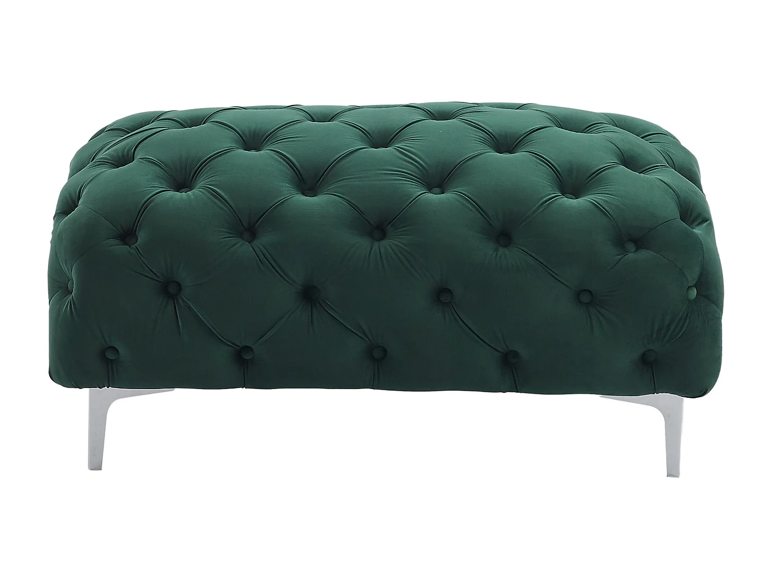 Pouf chesterfield en velours vert EDWINA